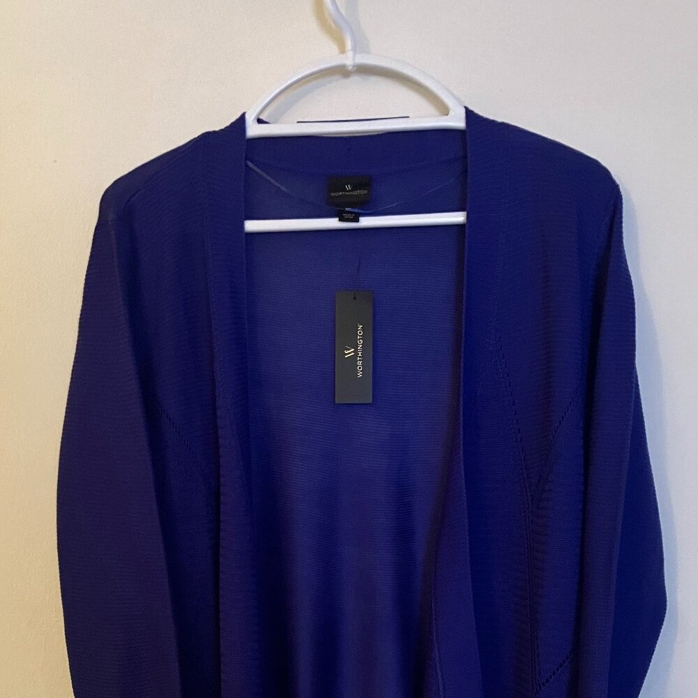 Worthington Long Sleeve Open Front Cardigan Verve Violet Women's Size Large